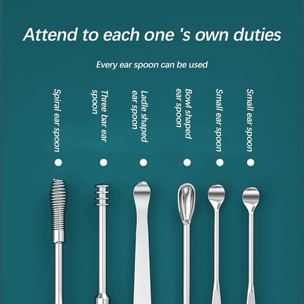 ClearEar Essentials — 6-Piece Stainless Steel Earpick & Curette Kit