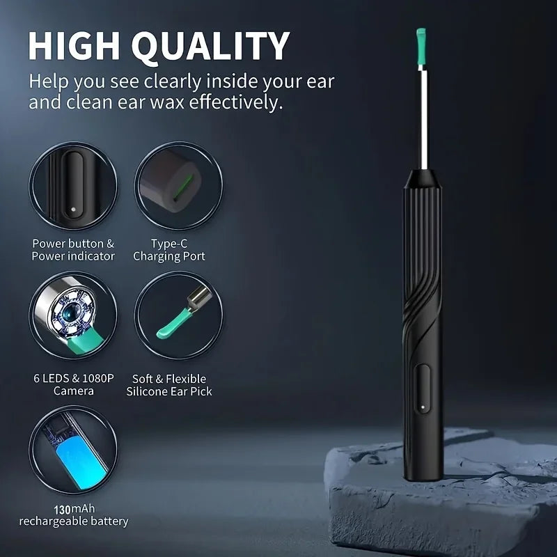 ClearEar Lite — LED Camera Otoscope for Safe At-Home Ear Cleaning